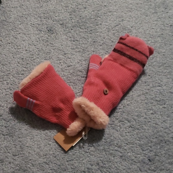 Pink mittens fold back fingerless smart phone - Picture 4 of 7